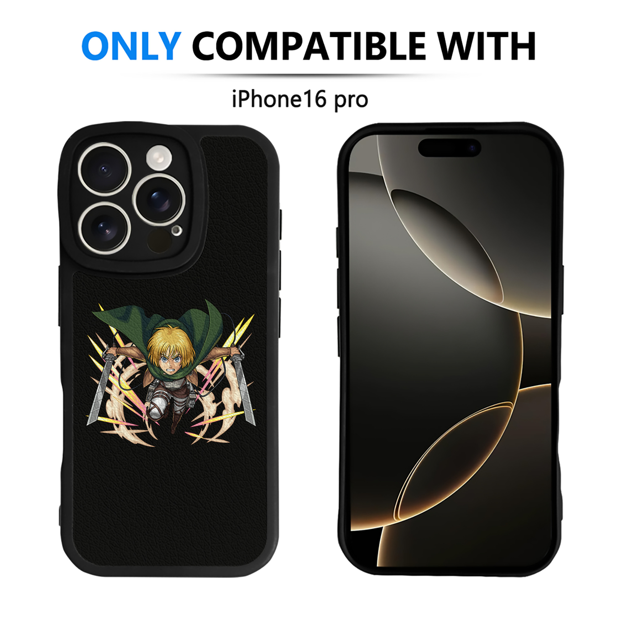 （画像用） 進撃の巨人 アルミン·アルレルト Attack on Titan Armin Arlert 【iPhone 16シリーズ対応】シリコンスマホケース（レザー調） 材質：シリコン